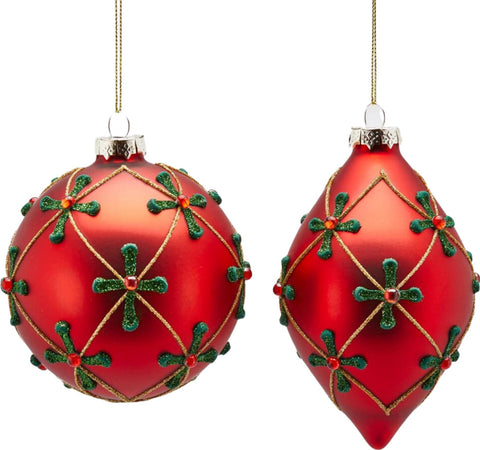 Pendagli per albero di Natale forma a fuso, in vetro, rosso Ø 10 cm, confezione 2 pezzi Casa e cucina/Decorazioni per interni/Addobbi e decorazioni per ricorrenze/Decorazioni natalizie/Addobbi e decorazioni/Ciondoli e pendenti MagiediNatale.it - Altamura, Commerciovirtuoso.it
