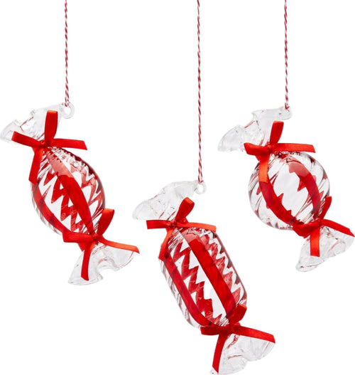 Pendagli per albero di Natale in vetro, caramelle rosse, confezione 3 pezzi, 11.5 cm Casa e cucina/Decorazioni per interni/Addobbi e decorazioni per ricorrenze/Decorazioni natalizie/Addobbi e decorazioni/Ciondoli e pendenti MagiediNatale.it - Altamura, Commerciovirtuoso.it