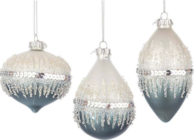 Pendagli per albero di Natale in vetro decorato color Bianco Avio Casa e cucina/Decorazioni per interni/Addobbi e decorazioni per ricorrenze/Decorazioni natalizie/Addobbi e decorazioni/Palle e palline MagiediNatale.it - Altamura, Commerciovirtuoso.it