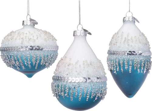 Pendagli per albero di Natale in vetro decorato color Bianco Azzurro Casa e cucina/Decorazioni per interni/Addobbi e decorazioni per ricorrenze/Decorazioni natalizie/Addobbi e decorazioni/Palle e palline MagiediNatale.it - Altamura, Commerciovirtuoso.it