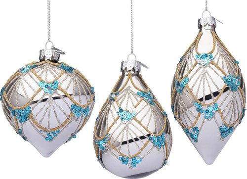 Pendagli per albero di Natale in vetro decorato color Lux argento Casa e cucina/Decorazioni per interni/Addobbi e decorazioni per ricorrenze/Decorazioni natalizie/Addobbi e decorazioni/Palle e palline MagiediNatale.it - Altamura, Commerciovirtuoso.it