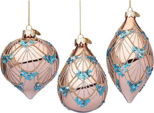 Pendagli per albero di Natale in vetro decorato color Lux Oro Rosa Casa e cucina/Decorazioni per interni/Addobbi e decorazioni per ricorrenze/Decorazioni natalizie/Addobbi e decorazioni/Palle e palline MagiediNatale.it - Altamura, Commerciovirtuoso.it
