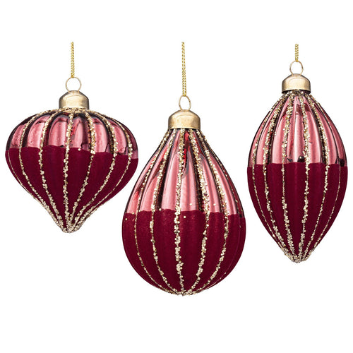 Pendagli per albero di Natale in vetro decorato color Bordeaux