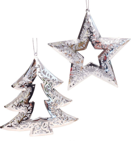 Pendaglio a forma di Albero e Stella traforata in metallo, decorazione natalizia per albero di natale Casa e cucina/Decorazioni per interni/Addobbi e decorazioni per ricorrenze/Decorazioni natalizie/Addobbi e decorazioni/Palle e palline MagiediNatale.it - Altamura, Commerciovirtuoso.it