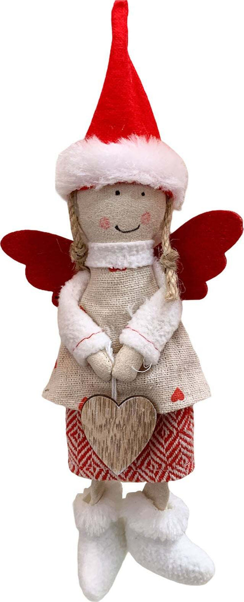 Pendaglio angelo in pezza h 26 cm, pallina per albero di natale addobbi natalizi Rosso Casa e cucina/Decorazioni per interni/Addobbi e decorazioni per ricorrenze/Decorazioni natalizie/Addobbi e decorazioni/Palle e palline MagiediNatale.it - Altamura, Commerciovirtuoso.it