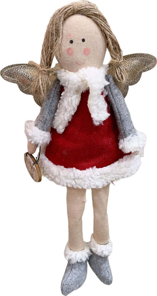 Pendaglio angelo in pezza h 26 cm, pallina per albero di natale addobbi natalizi Rosso Casa e cucina/Decorazioni per interni/Addobbi e decorazioni per ricorrenze/Decorazioni natalizie/Addobbi e decorazioni/Palle e palline MagiediNatale.it - Altamura, Commerciovirtuoso.it