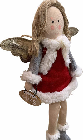 Pendaglio angelo in pezza h 26 cm, pallina per albero di natale addobbi natalizi Rosso Casa e cucina/Decorazioni per interni/Addobbi e decorazioni per ricorrenze/Decorazioni natalizie/Addobbi e decorazioni/Palle e palline MagiediNatale.it - Altamura, Commerciovirtuoso.it