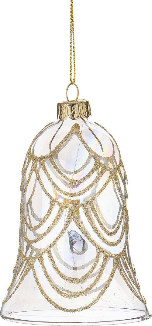 Pendaglio campana per albero di Natale in vetro decorato color Iridescente Casa e cucina/Decorazioni per interni/Addobbi e decorazioni per ricorrenze/Decorazioni natalizie/Addobbi e decorazioni/Ciondoli e pendenti MagiediNatale.it - Altamura, Commerciovirtuoso.it