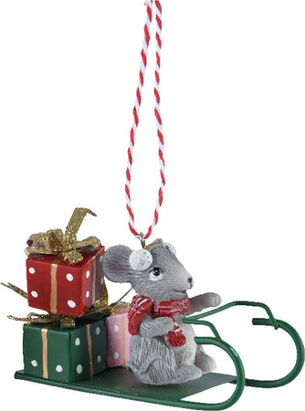 Pendaglio topolini con slitta con pacchi regalo decorazione natalizia Casa e cucina/Decorazioni per interni/Addobbi e decorazioni per ricorrenze/Decorazioni natalizie/Addobbi e decorazioni/Palle e palline MagiediNatale.it - Altamura, Commerciovirtuoso.it