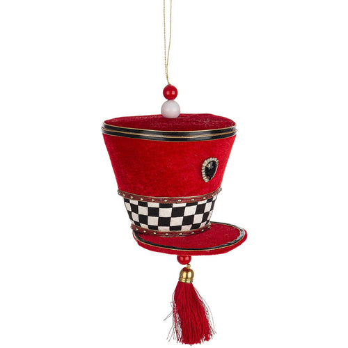 Pendaglio cappello Colyn per albero di Natale in polistirolo decorato color Rosso