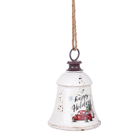 Pendaglio Happy Holidays "Ringing" per albero di Natale in metallo decorazione natalizia