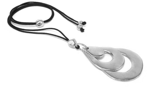 Pendente 3 gocce piatte concentrice Collana 100% alluminio riciclato Cliv