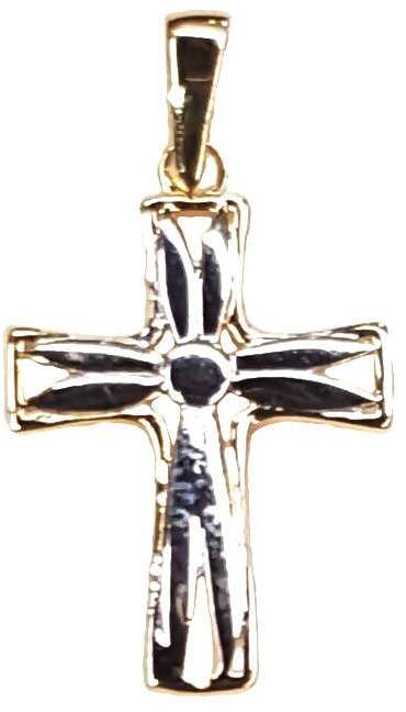 Pendente a Croce in Oro bianco e Giallo 750 millesimi Collana per Battesimo Cresima Idea regalo Pendente Crocifisso Ciondolo Croce Semplice per Donna