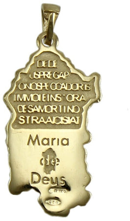 Pendente Sardegna in argento dorato con preghiera Ave Maria in sardo in rilievo