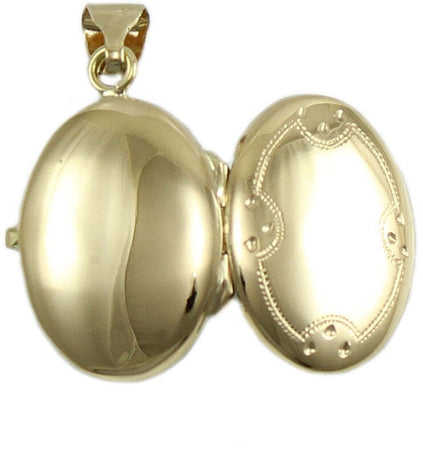 Pendente Donna Ciondolo Portafoto in Oro Giallo 18 Ct Ovale Ciondolo Apribile 23 Mm X 16 Mm