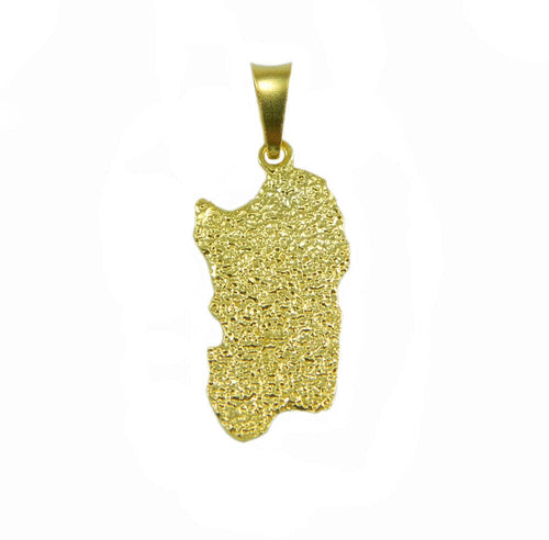 Pendente Sardegna in oro giallo martellata grande