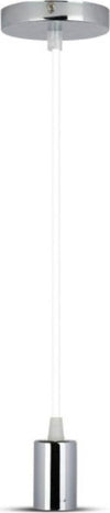 Pendente-In-Acciaio-Bianco-A-Soffitto-Cromato-Portalampada-Lampada-Moderno-Design