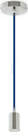 Pendente-In-Acciaio-Blu-A-Soffitto-Cromato-Portalampada-Lampada-Design-Moderno