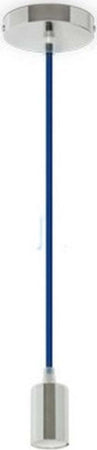 Pendente-In-Acciaio-Blu-A-Soffitto-Cromato-Portalampada-Lampada-Design-Moderno