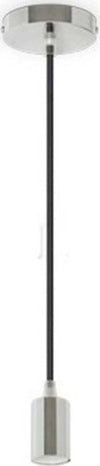 Pendente-In-Acciaio-Nero-A-Soffitto-Cromato-Portalampada-Lampada-Moderno-Design