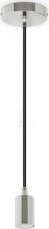 Pendente-In-Acciaio-Nero-A-Soffitto-Cromato-Portalampada-Lampada-Moderno-Design
