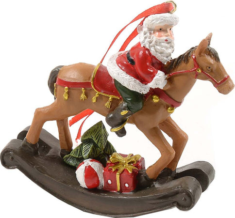 Pendente in resina natalizio  per Albero di Natale, Babbo Natale con cavallo h 10 cm Casa e cucina/Decorazioni per interni/Addobbi e decorazioni per ricorrenze/Decorazioni natalizie/Addobbi e decorazioni/Palle e palline MagiediNatale.it - Altamura, Commerciovirtuoso.it