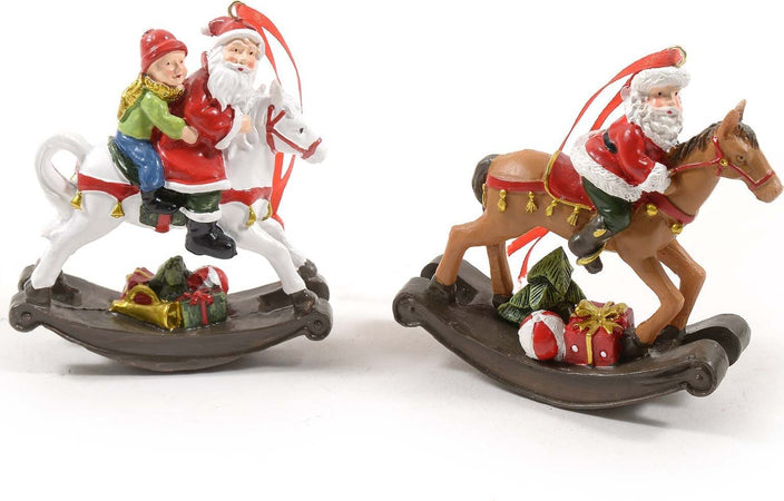 Pendente in resina natalizio  per Albero di Natale, Babbo Natale con cavallo h 10 cm Casa e cucina/Decorazioni per interni/Addobbi e decorazioni per ricorrenze/Decorazioni natalizie/Addobbi e decorazioni/Palle e palline MagiediNatale.it - Altamura, Commerciovirtuoso.it