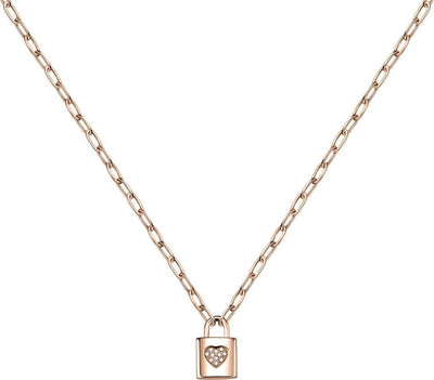 Pendente-LA-PETITE-STORY-acciaio-oro-rosa-/-lucchetto-/-cuore