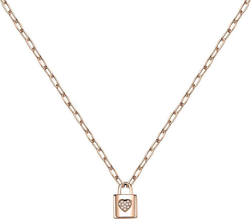 Pendente-LA-PETITE-STORY-acciaio-oro-rosa-/-lucchetto-/-cuore