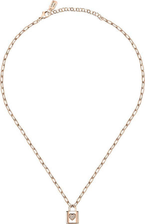 Pendente-LA-PETITE-STORY-acciaio-oro-rosa-/-lucchetto-/-cuore