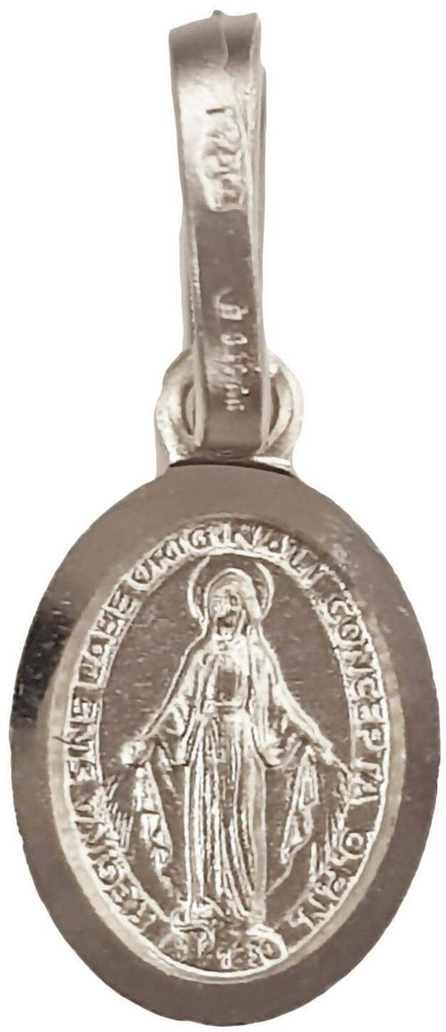 Pendente Medaglia Madonna Miracolosa in Oro Bianco 750/1000 Gioiello Religioso