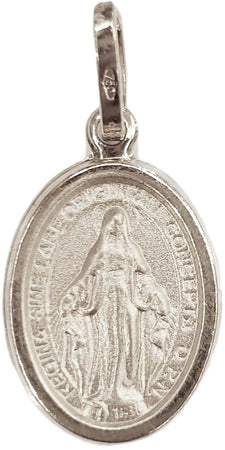 Pendente Medaglia Madonna Miracolosa in oro bianco 750/1000 Medaglietta Religiosa Unisex