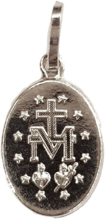 Pendente Medaglia Madonna Miracolosa in oro bianco 750/1000 Medaglietta Religiosa Unisex