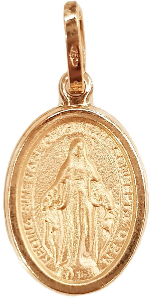 Pendente Medaglia Madonnna Miracolosa in oro giallo 750/1000 Medaglietta Religiosa Unisex
