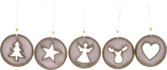 Pendente natalizio per Albero di Natale in legno, confezione da 5 pezzi, Ø 9 cm Casa e cucina/Decorazioni per interni/Addobbi e decorazioni per ricorrenze/Decorazioni natalizie/Addobbi e decorazioni/Ciondoli e pendenti MagiediNatale.it - Altamura, Commerciovirtuoso.it