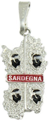 Pendente Sardegna bandiera sarda quattro mori in argento