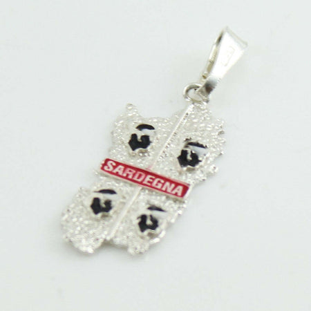 Pendente Sardegna bandiera sarda quattro mori in argento