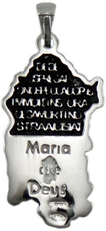 Pendente Sardegna in argento con preghiera Ave Maria in sardo brunita