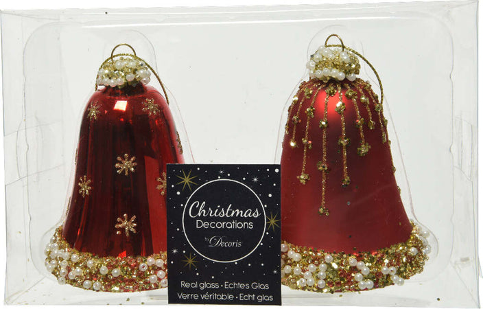 Pendenti per albero di Natale in vetro Campana Rosso Chiaro con glitter oro da 8 cm, confezione da 2 pezzi Casa e cucina/Decorazioni per interni/Addobbi e decorazioni per ricorrenze/Decorazioni natalizie/Addobbi e decorazioni/Palle e palline MagiediNatale.it - Altamura, Commerciovirtuoso.it