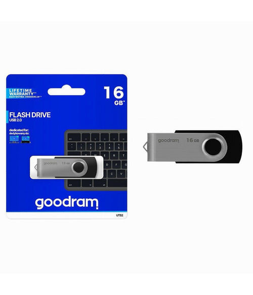 Pendrive Chiavetta Usb Uts2 16 Gb Usb 2.0 Tipo A Girevole Nero Argento Uts2-16gb