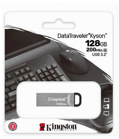 Pendrive Kingston Usb 3.2 Datatraveler Kyson 128gb In Metallo 200mb/s Dtkn/128gb