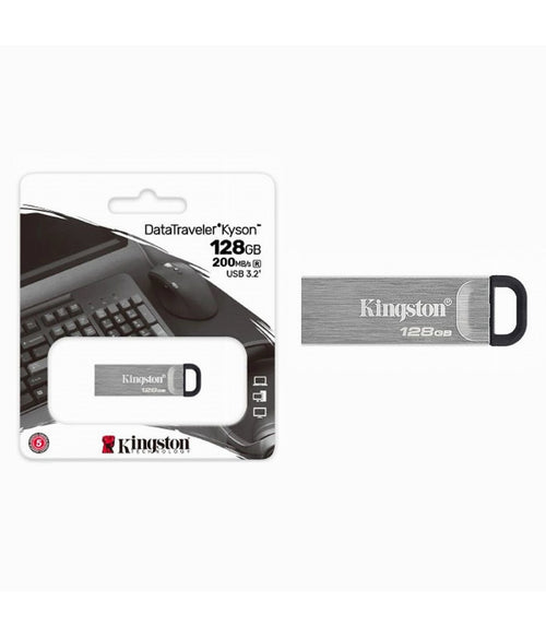 Pendrive Kingston Usb 3.2 Datatraveler Kyson 128gb In Metallo 200mb/s Dtkn/128gb