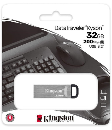 Pendrive Kingston Usb 3.2 Datatraveler Kyson 32 Gb In Metallo 200 Mb/s Dtkn/32gb
