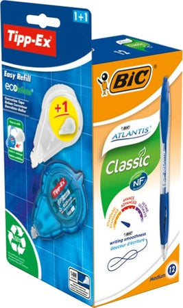 Penna a scatto Atlantis Classic Bic blu + correttore Tipp-Ex - promo box 12 + 1 pezzi Cancelleria e prodotti per ufficio/Penne matite scrittura e correzione/Penne e ricariche/Penne roller a inchiostro gel Eurocartuccia - Pavullo, Commerciovirtuoso.it