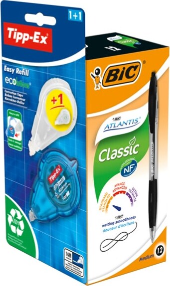 Penna a scatto Atlantis Classic Bic nero + correttore Tipp-Ex - promo box 12 + 1 pezzi Cancelleria e prodotti per ufficio/Penne matite scrittura e correzione/Penne e ricariche/Penne roller a inchiostro gel Eurocartuccia - Pavullo, Commerciovirtuoso.it
