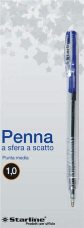 Penna a sfera a scatto - punta 1 0mm - blu - Starline - conf. 20 pezzi Cancelleria e prodotti per ufficio/Penne matite scrittura e correzione/Penne e ricariche/Penne roller a inchiostro gel Eurocartuccia - Pavullo, Commerciovirtuoso.it