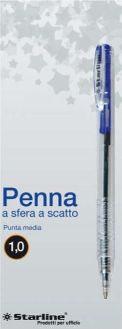 Penna a sfera a scatto - punta 1 0mm - blu - Starline - conf. 20 pezzi Cancelleria e prodotti per ufficio/Penne matite scrittura e correzione/Penne e ricariche/Penne roller a inchiostro gel Eurocartuccia - Pavullo, Commerciovirtuoso.it