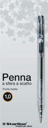 Penna a sfera a scatto - punta 1 0mm - nero - Starline - conf. 20 pezzi Cancelleria e prodotti per ufficio/Penne matite scrittura e correzione/Penne e ricariche/Penne roller a inchiostro gel Eurocartuccia - Pavullo, Commerciovirtuoso.it