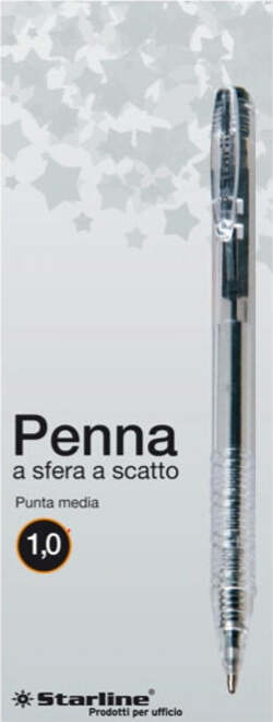 Penna a sfera a scatto - punta 1 0mm - nero - Starline - conf. 20 pezzi Cancelleria e prodotti per ufficio/Penne matite scrittura e correzione/Penne e ricariche/Penne roller a inchiostro gel Eurocartuccia - Pavullo, Commerciovirtuoso.it