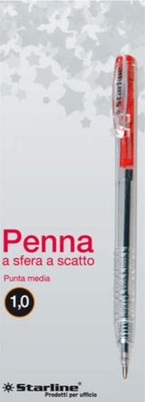 Penna a sfera a scatto - punta 1 0mm - rosso - Starline - conf. 20 pezzi Cancelleria e prodotti per ufficio/Penne matite scrittura e correzione/Penne e ricariche/Penne roller a inchiostro gel Eurocartuccia - Pavullo, Commerciovirtuoso.it